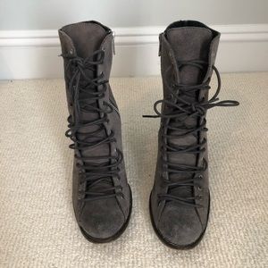 Jeffrey Campbell Heel Laceup Boots (Grey, 39 / 9)